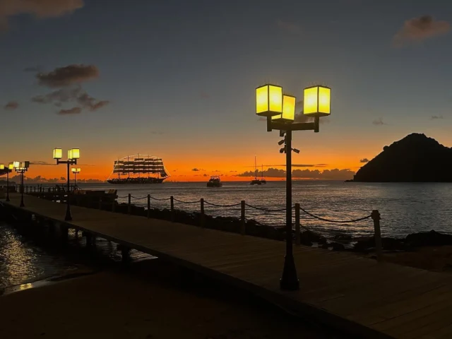 Sailing away from St. Lucia. Sunset ocean dip in warm Caribbean waters at Sandals beach, about 5-10 minutes drive from our guesthouse. Our winter season is selling out quickly, currently we still have space in April. #vacation #travel #holiday  #traveldestination #traveling #picoftheday  #livingthedream #nofilter